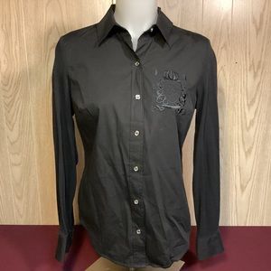 Tommy Hilfiger womens button down black shirt size XS